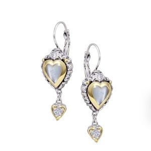 John medeiros heart collection mother of pearl lever back earrings